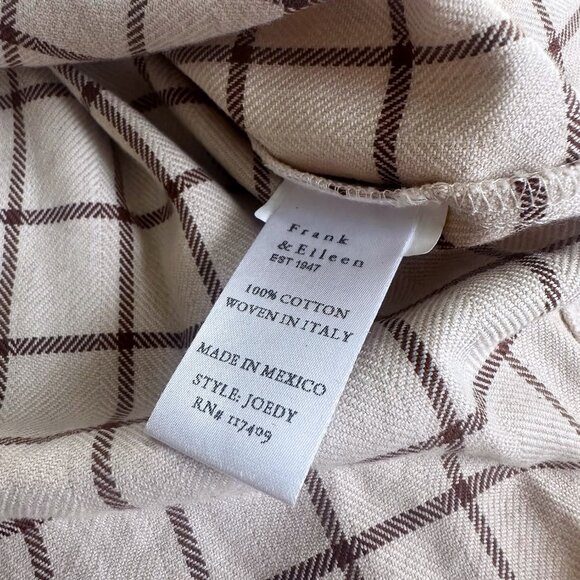 NWOT Frank Eileen JOEDY Flannel Shirt Cream and Brown Windowpane Size Small - Picture 5 of 8